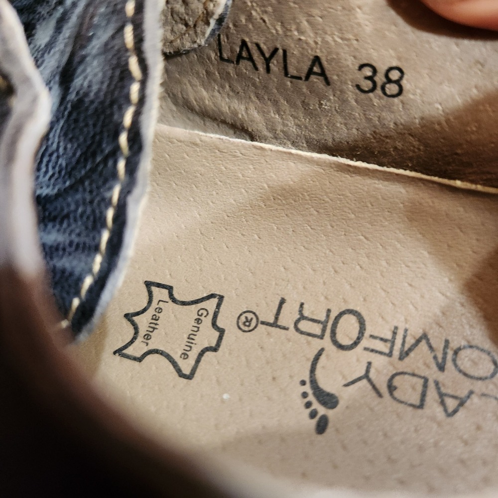 Lady Comfort‎ Layla Dark Brown Leather Oxford Shoes Bungee Lace Womens 38 - Picture 4 of 6